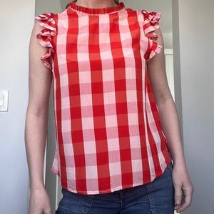 LOFT Ruffle moc neck top